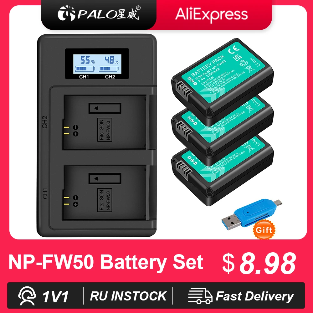 PALO NP-FW50 NP FW50 NPFW50 FW50 Battery for Sony Alpha a6500 a6300 a6000 a5000 a3000 NEX-3 a7R a7 a7R II NEX-3N NEX-5 a7S NEX-7