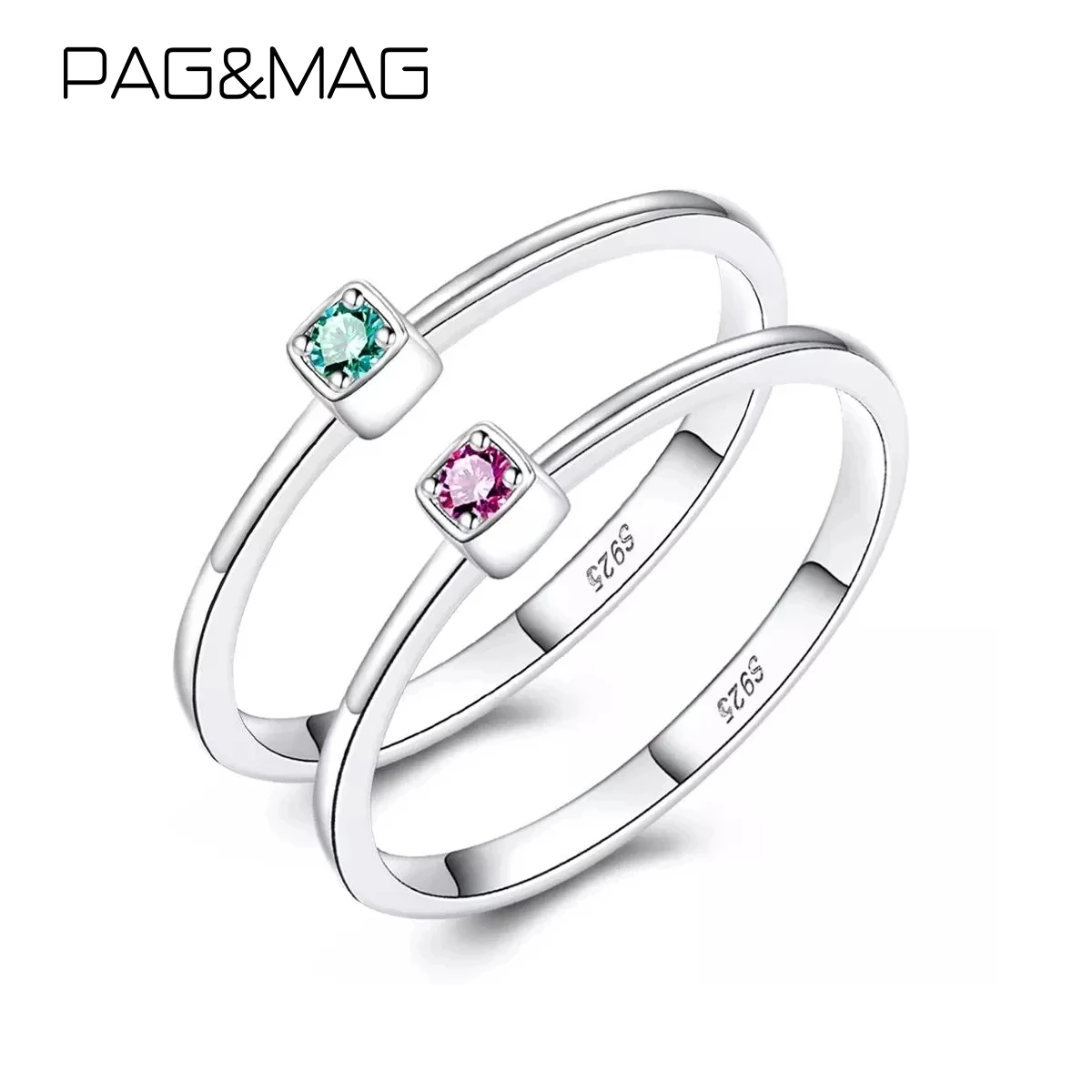 PAG&MAG Real 925 Sterling Silver Ring Gree Red Topaz Rings For Women Gemstone Engagement Rings Silver 925 Jewelry Anillos Mujer