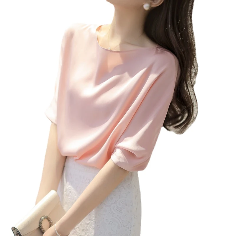 Spring/Autumn Korean Fashion Silk Women Blouses Satin Shirt and Blouse Office Lady Blusas Largas Plus Size XXXL Womens Tops