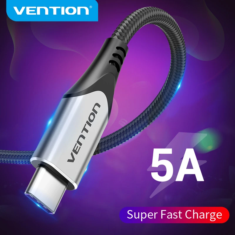 Vention 5A USB Type C Cable for Xiaomi Huawei P40 Pro Mate 30 P30 Supercharge 40W USB-C Charger Cable Fast Charging Wire Cord