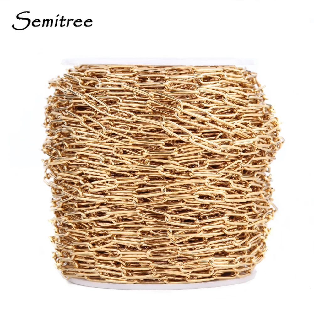 Semitree 1 Meter Stainless Steel Chain Gold Oval Link Bulk Chains DIY Wallet Chain Jewelry Necklace Making Handmade Accessories