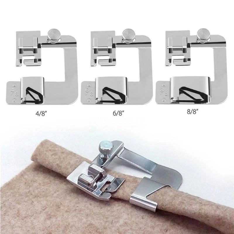 13-25mm Domestic Sewing Machine Foot Presser Hem Crimping Feet for Brother Singer Sewing Accessories