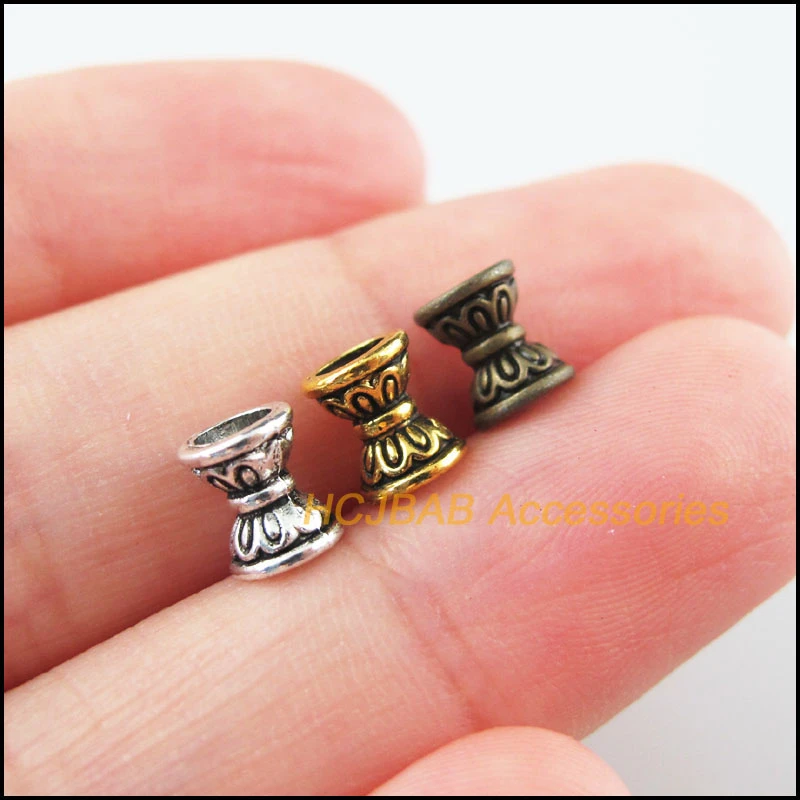 New 100Pcs Tibetan Silver Color Flower Cone Spacer Beads Charms 6.5mm