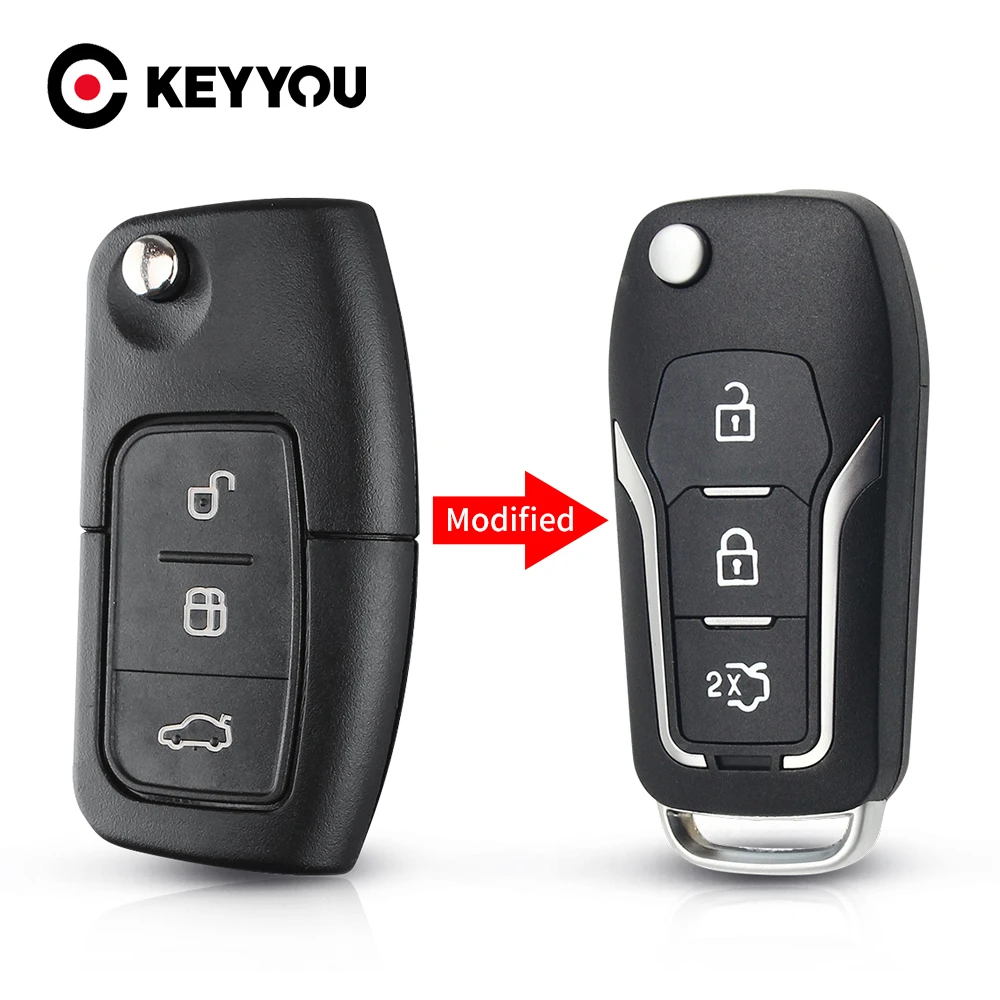 KEYYOU 3 Button Modified Flip Folding Remote Control car Key Shell Case for Ford Focus 2 3 mondeo Fiesta key Fob Case