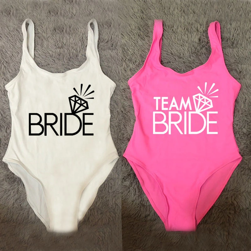 Bridal Party Swimsuit Women TEAM BRIDE One Piece Bathing Suit 2020 Sexy Bikini Beachwear Plus Size Swimwear monokini Bodysuit