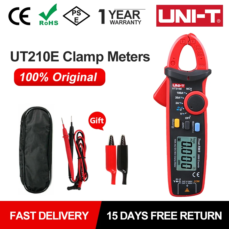 UNI-T UT210E Pro UNIT Mini Digital AC DC Current Clamp Meter Voltage Voltmeter 100A Ammeter Electrical Frequency Tester