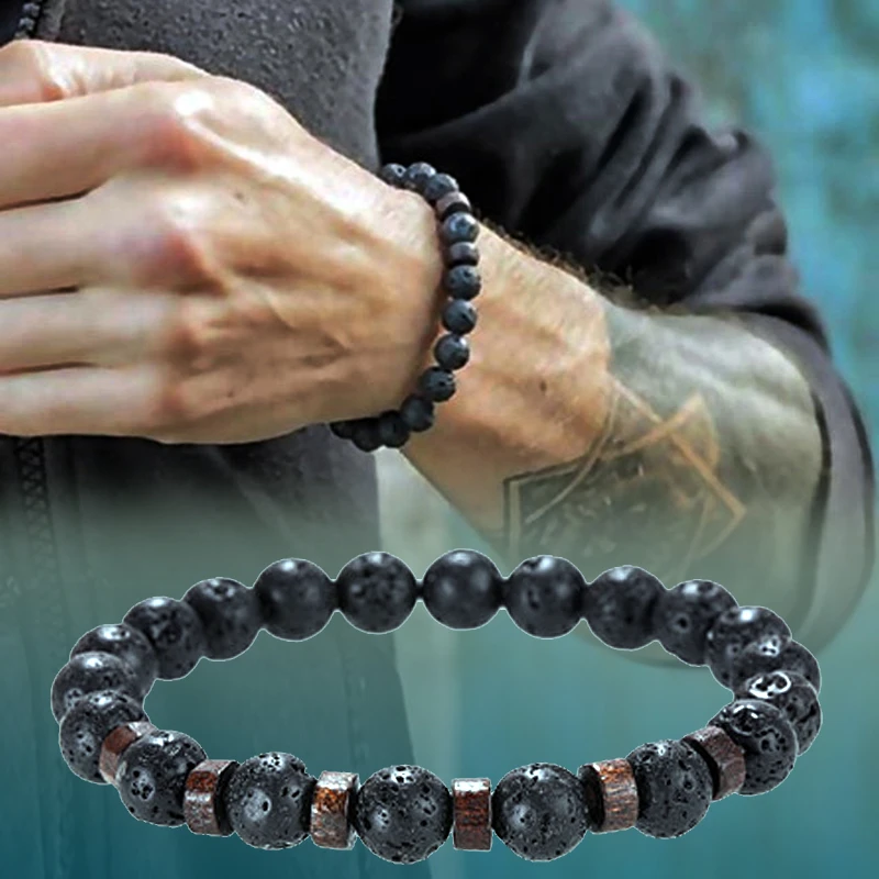 Stone bracelet/men/for women/natural/lava/yoga/bracelet homme luxury crown beads bracelets femme mens jewelry pulseras hombre