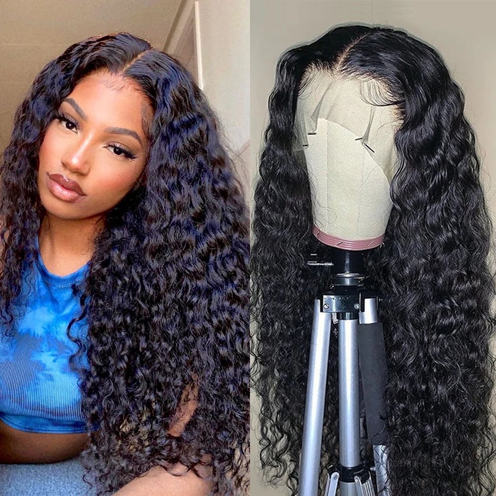 Cranberry Hair Peruvian Water Wave Wig T-Middle/Right Part Lace Wig 100% Remy Human Hair Wigs For Black Women Prelucked Hairline