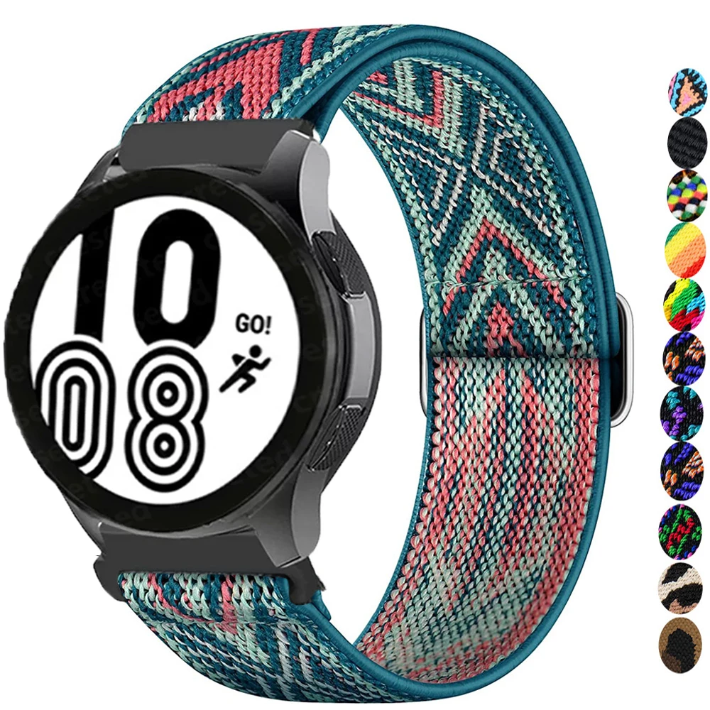 Nylon strap For Samsung Galaxy watch 4/classic/46mm/Active 2/Gear S3/amazfit Adjustable Elastic bracelet Huawei GT 2/3 Pro band