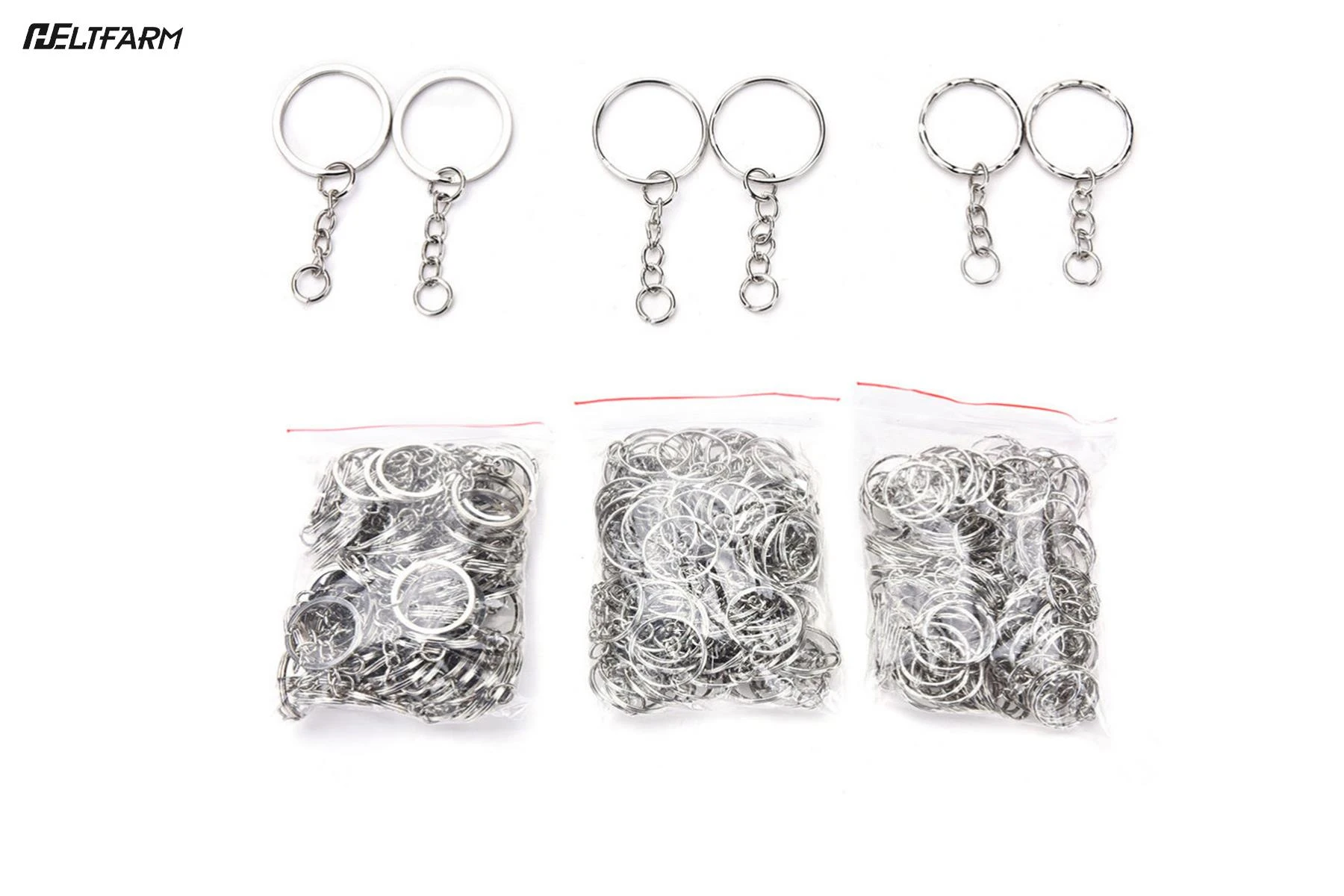 100 Pcs/Set Silvery Key Chains Stainless Alloy Circle DIY 25mm Keyrings Jewelry Keychain Key Ring Jewelry Keychain Key Ring