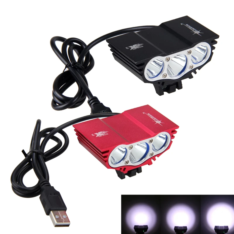 Waterproof  3XT6 LED Bicycle Light Front Bike Head Light Night Cycling Lamp 5V USB Headlamp Only Lamp No Battery