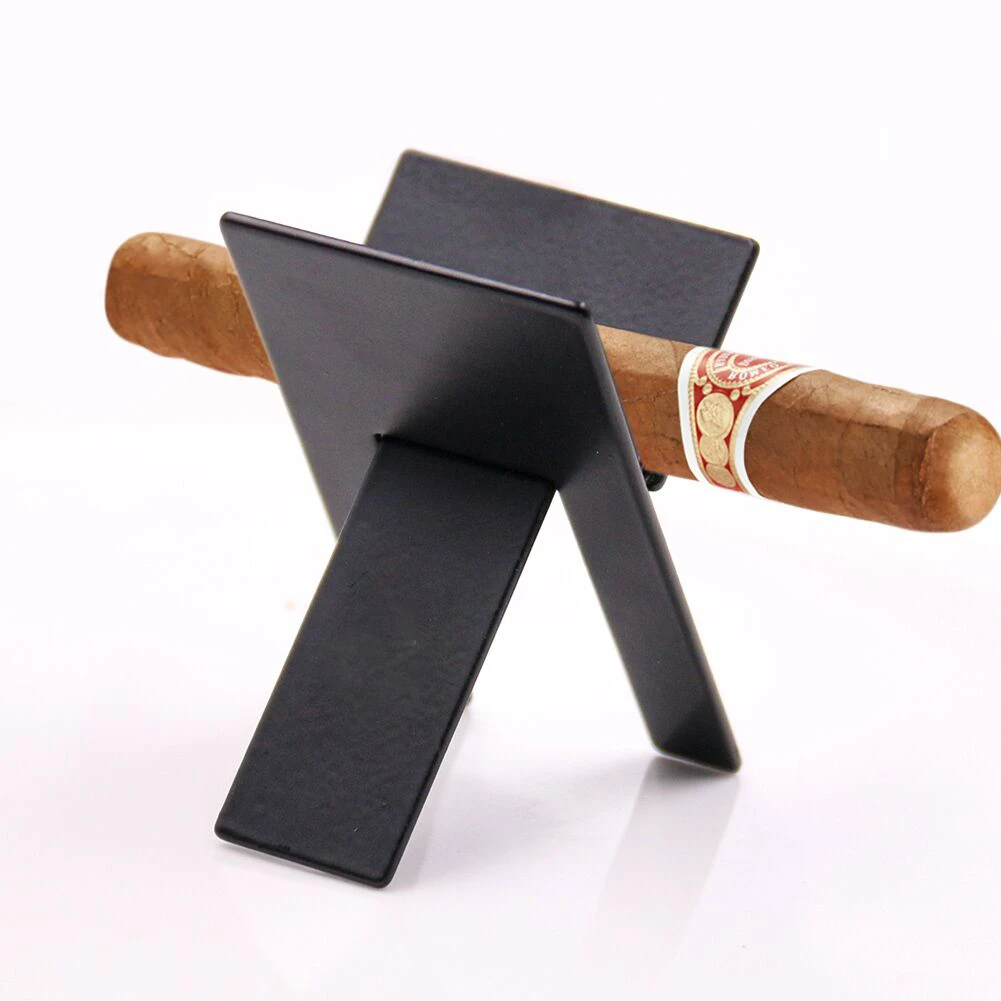 Stainless Steel Foldable Cigar Holder Cohiba Black Ashtray Display Stand Rack Smoking Accessories Household Merchandises