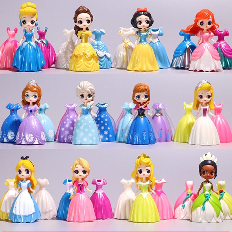 Disney Princess toys dolls frozen elsa Cinderella Ariel Alice Magic clip Dress chothes change Figures Dolls Kids Toys for kids