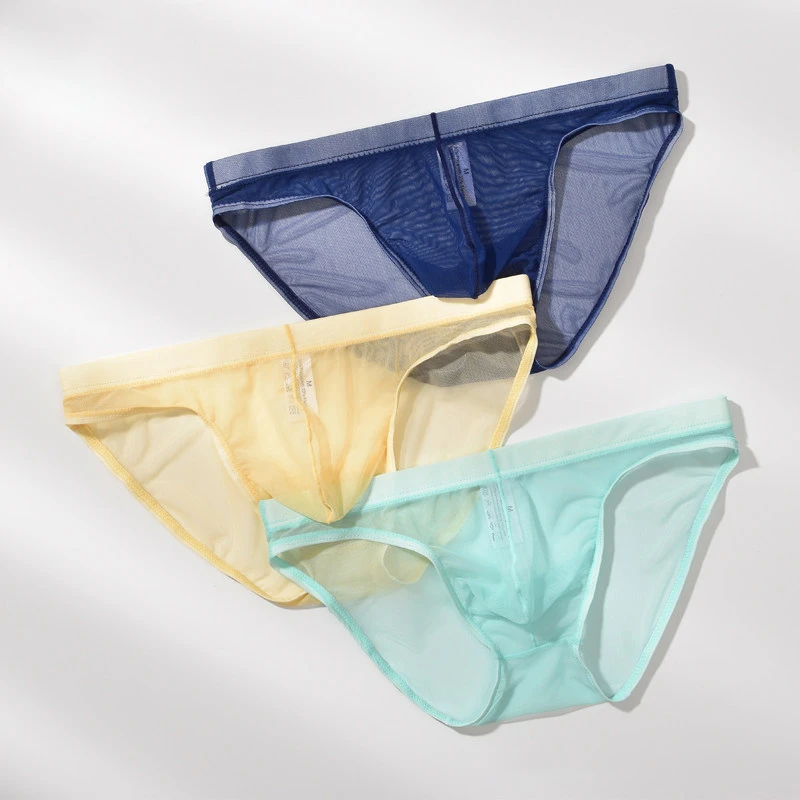 Sexy Underwear Men Transparent Ultra-thin Panties Mens Breathable See Through Briefs Male Mesh Summer Slip Underpants Cuecas