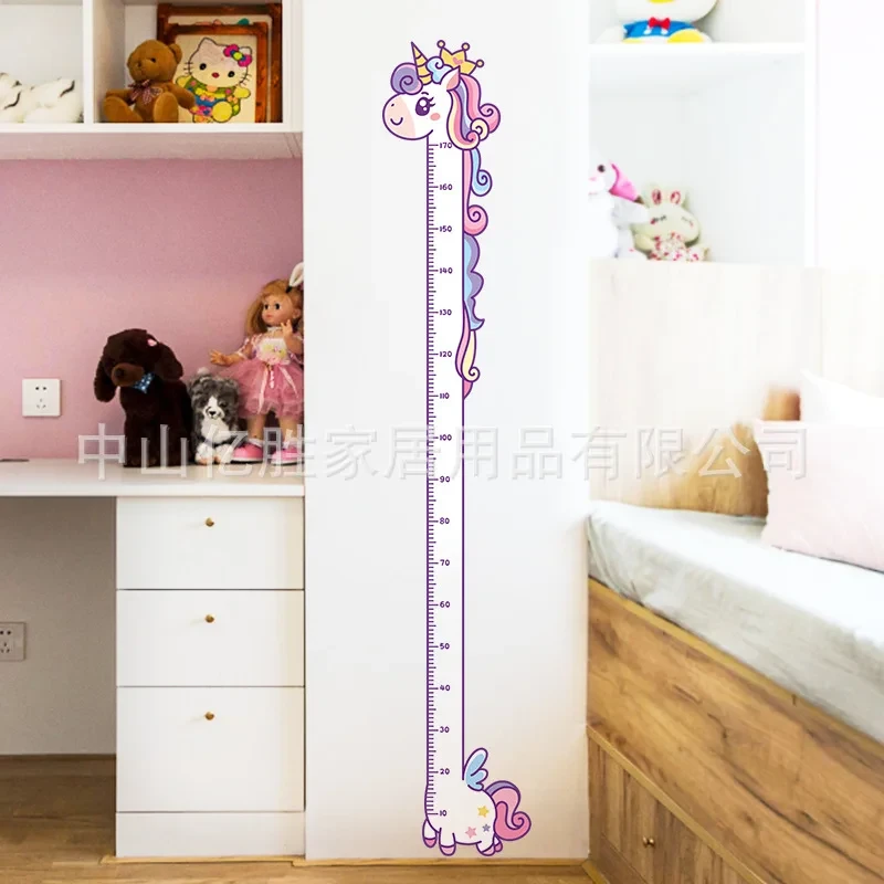 Creative Rainbow Unicorn Height sticker Children Growth Measuring Ruler for kids Room Bedroom Wall Decoration Height Stickers