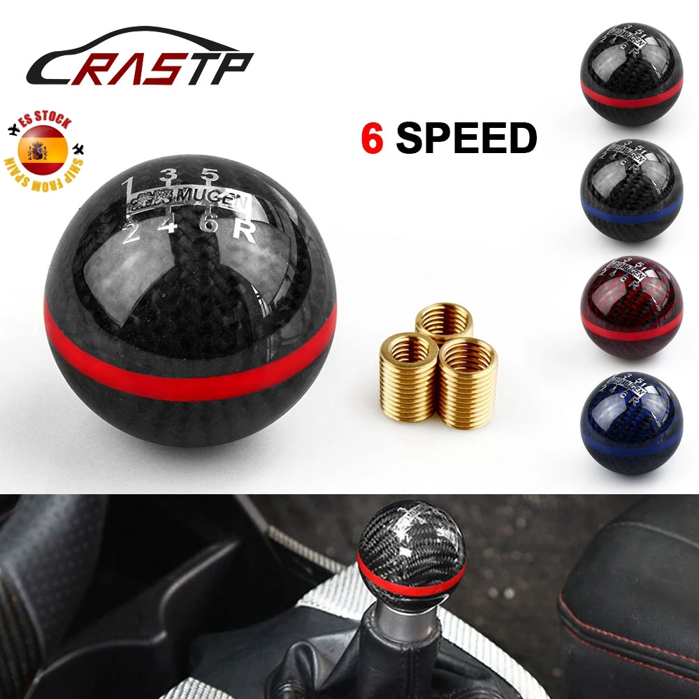RASTP-Universal Genuine Carbon Fiber Mugen 5 / 6 Speed Manual / Automatic Spherical Gear Shift Knob for Honda Acura RS-SFN013