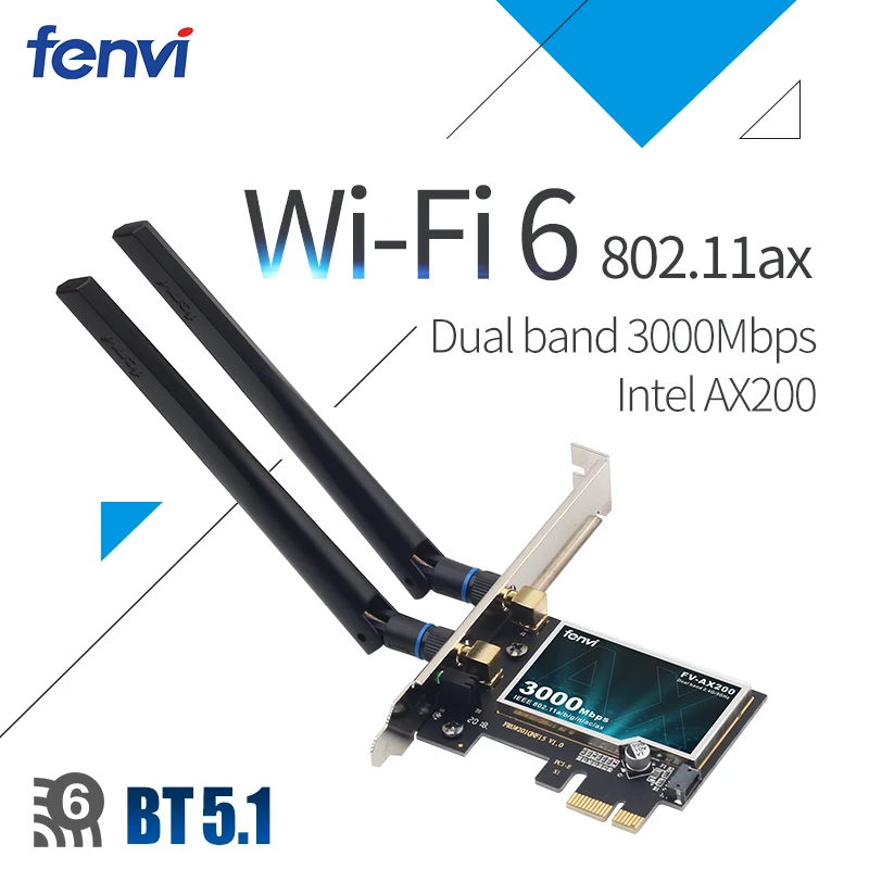 2974Mbps Wifi6 Adapter Intel AX200 Wifi Card PCIe Wireless Bluetooth 5.0 Dual Band 2.4G/5Ghz 802.11ax/ac Desktop For Windows 10