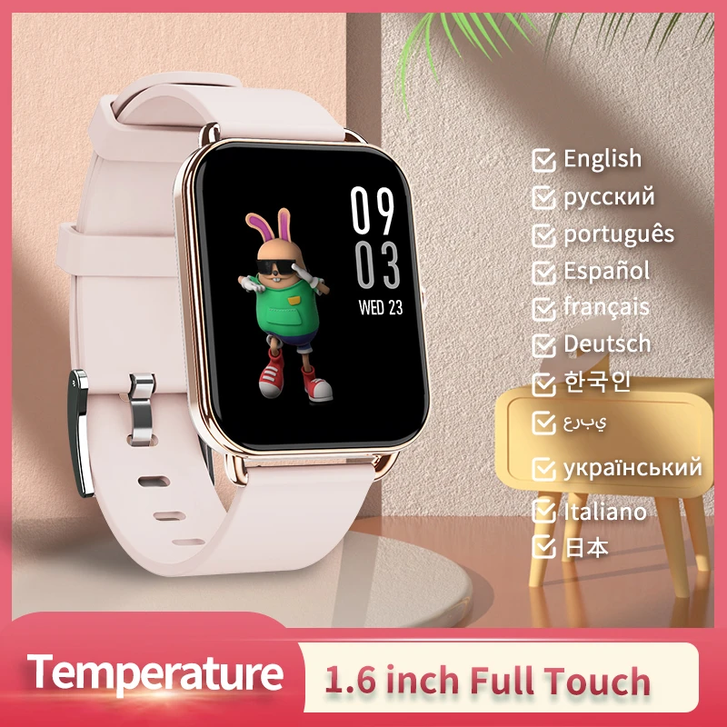KESHUYOU G16 + 2021 Smart Watch Women Temperature Full Touch Screen Clock Ladies Men Fitness Watch for xiaomi apple Phone Gift
