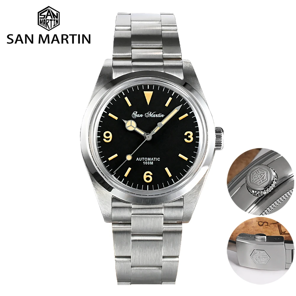 San Martin 39mm Explore Climbing Series Men Watch Sport Retro Luxury Sapphire YN55 Automatic Mechanical Watches 10Bar Luminous