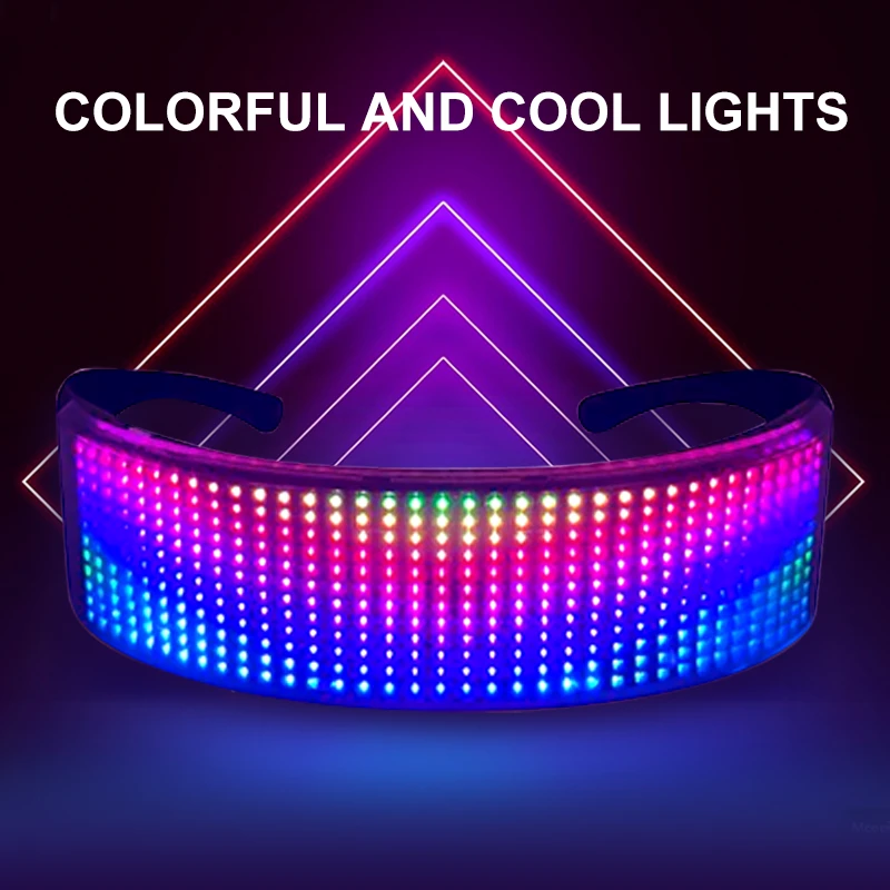 LED Shining Glasses Birthday Party Bluetooth Light Up Glasses Halloween Bar Performance Prop APP Full-color Luminous Glasses