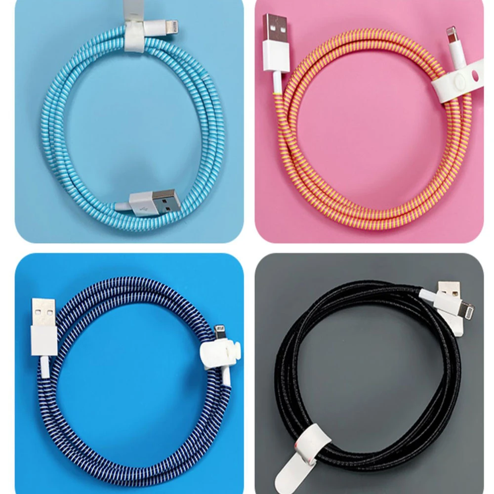 1.5M Cable protector Bobbin winder Data Line Case Rope Protection Spring twine For Iphone5 6 6plus Android USB earphone Cover