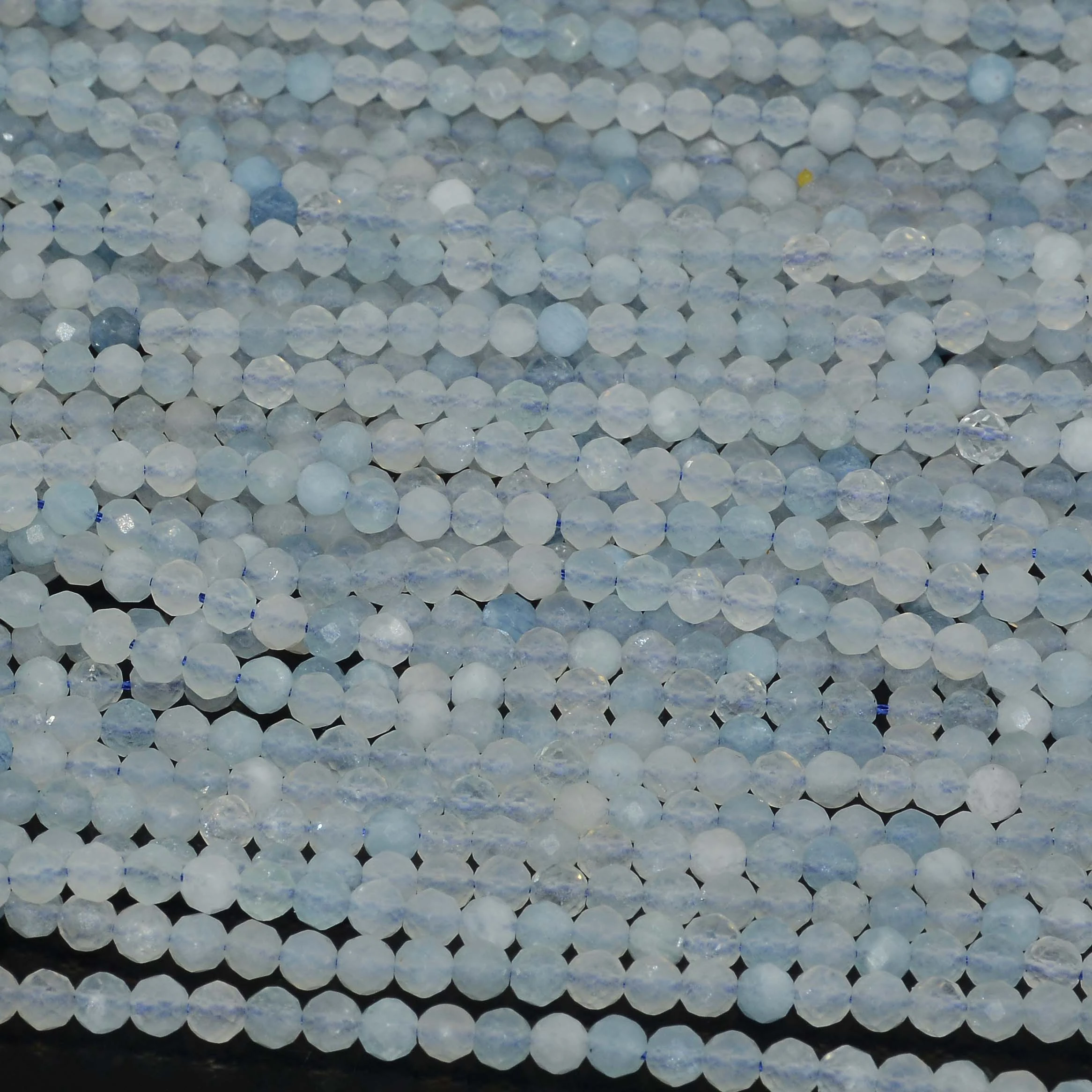 Natural Aquamarine Faceted Round Beads 2mm / 3mm / 4mm