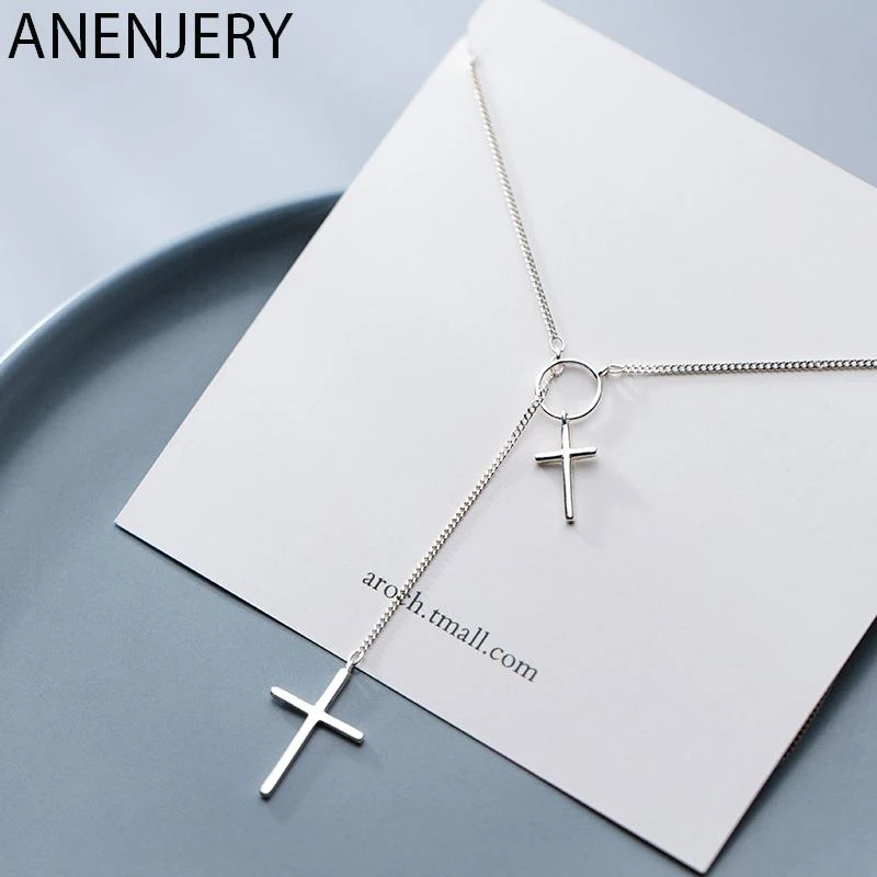 Fashion Simple Cross Long Chain Pendant Necklace Fashion Sweater Chain Necklace Jewelry For Women Accessories S-N552