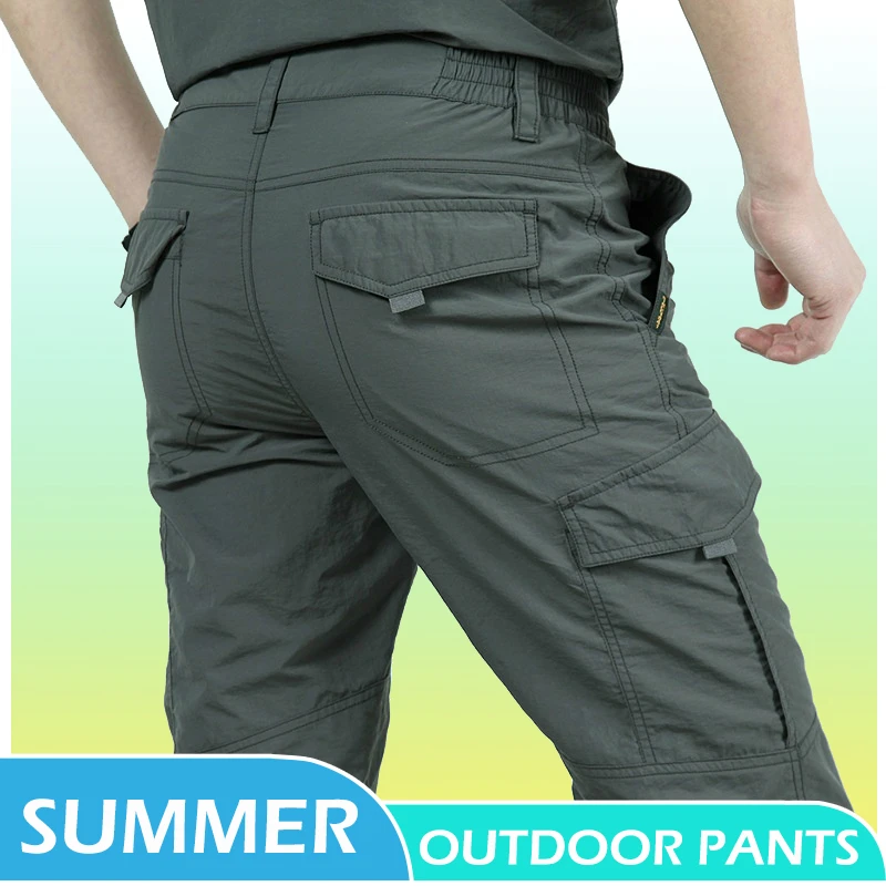 Light weight Breathable Waterproof Trousers Men Casual Summer Thin Military Cargo Pants Men's Tactical Work Out Quick Dry Pants