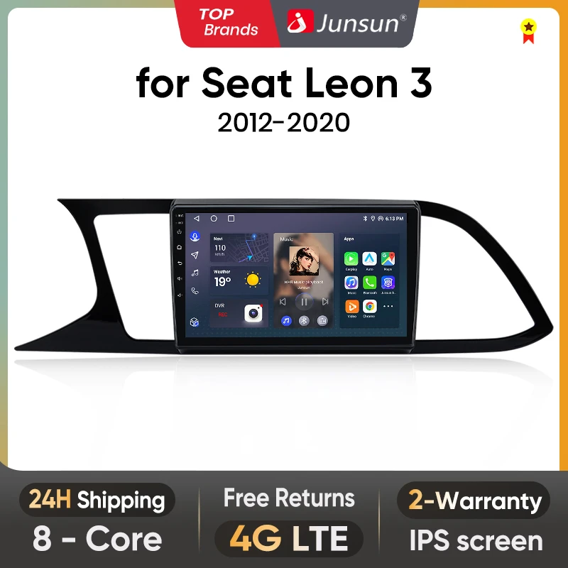 Junsun V1pro AI Voice For Seat Leon 3 2012 - 2020 car radio 2 din android Auto Multimedia GPS Track Carplay 2din DVD