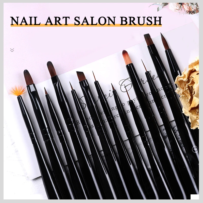 1Pcs/Lot Nail Art Lines Painting Black Pen Brush Striper Daisy Acrylic Fan Gradient Shading UV Gel Polish Tips Flower