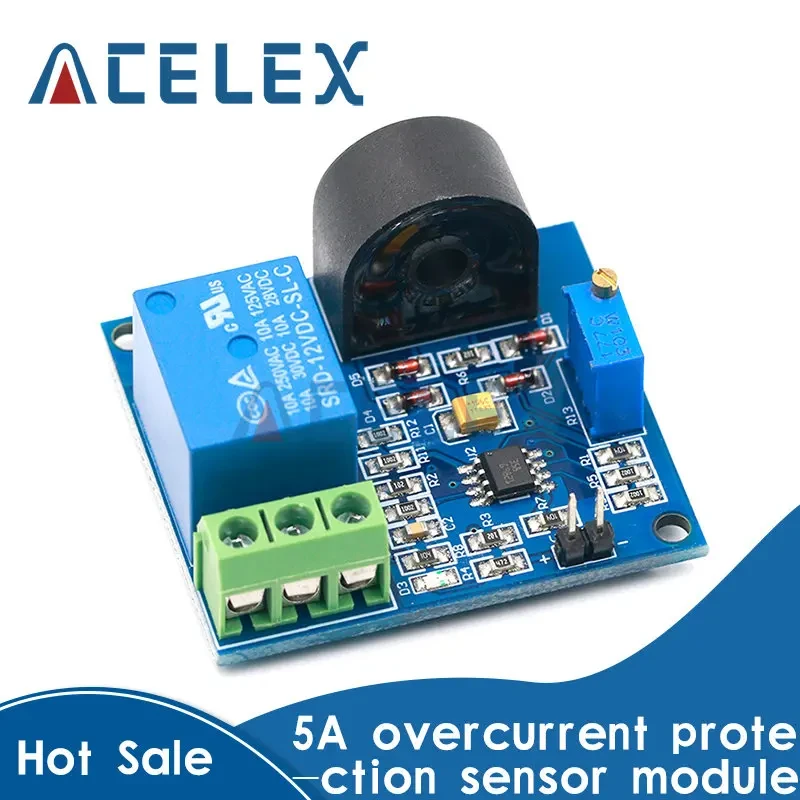 AC Current Detection Sensor Module 5V 12V 24V Relay Protection Module 5A Over-Current Overcurrent Protection Switch Output