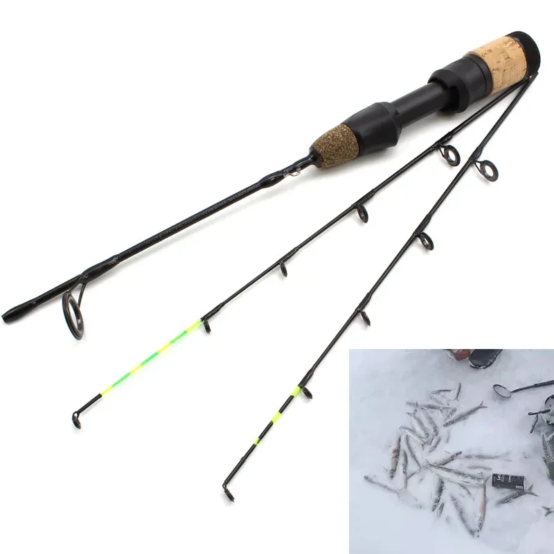 NEW 58cm Winter Ice Fishing Rods 2 tips Spinning Rod Carbon  Fiber Ice pole Ultra-light  Carp Fishing Free shipping