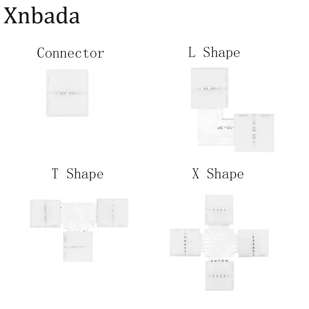 5PCS Free Soldering Led Connector 2PIN 3PIN 4PIN 5PIN L / T / X Shape Corner Connector For 10mm RGB RGBW RGBWW Led Strip Tape