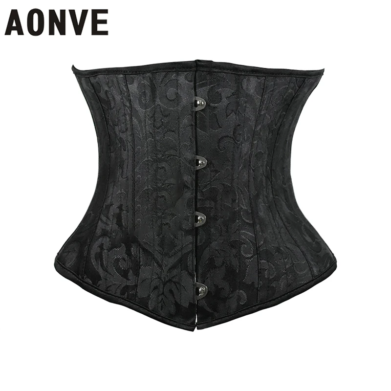 Aonve Steel Boned Underbust Waist Corset Women Steampunk Bodice Gothic Clothing Abdomen Slimming Plus Size Bustier Short Torso
