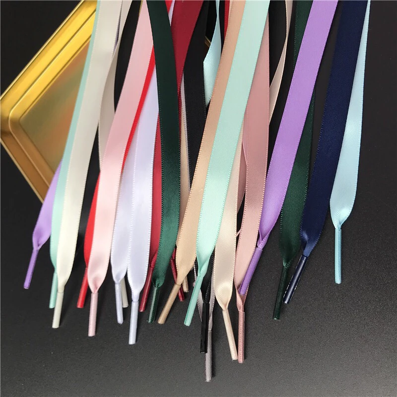 1 Pair 1CM Width Satin Shoe laces Silk Ribbon Flat Shoelaces Sneakers Shoelace 15 Colors Length 80CM 100CM 120CM 150CM S2