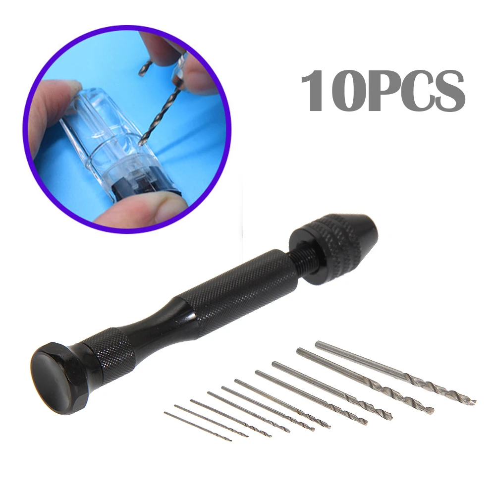 Mini Micro Aluminum Hand Drill With Keyless Chuck HSS Twist Drill Bit Woodworking Drilling Rotary Tools Hand Drill Manual