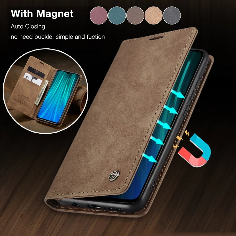 Magnetic Flip Leather Case for RedMi Note 10 9S 8 K20 F3 M3 F2 Pro Wallet Card Cover for XiaoMi Mi 11 Lite 10T 9 9T Coque Etui