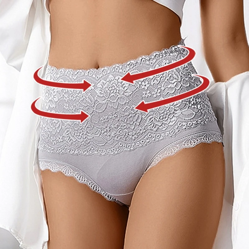 2021 New Lace stitching Plus Size Women Panties Sexy Underwear High Waist Briefs Knickers Lingerie Female Seamless Underpants