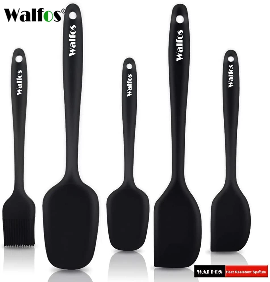 WALFOS Kitchen Utensil Cooking Tools Silicone Spatula Set Spoon Cake Spatulas for Cooking Baking and Mixing