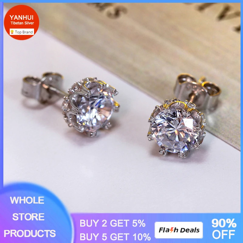Have Certificate Popular Style Sterling Silver 925 High Quality Zircon Stone White Luxury Daily Wear Silver Earrings SE10817R