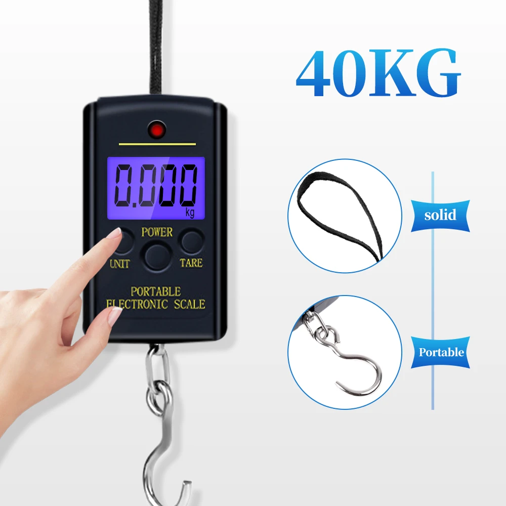 40kg x 10g Portable Mini Electronic Digital Scale Hanging Fishing Luggage Pocket Weight Balance Steelyard  20%off