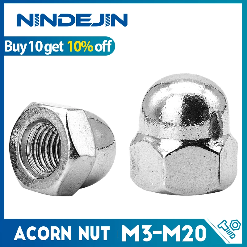 NINDEJIN Acorn Cap Nut M3 M4 M5 M6 M8 M10 M12 M14 M16 M18 Stainless Steel Decorative Dome Cap Nuts Blind Nuts