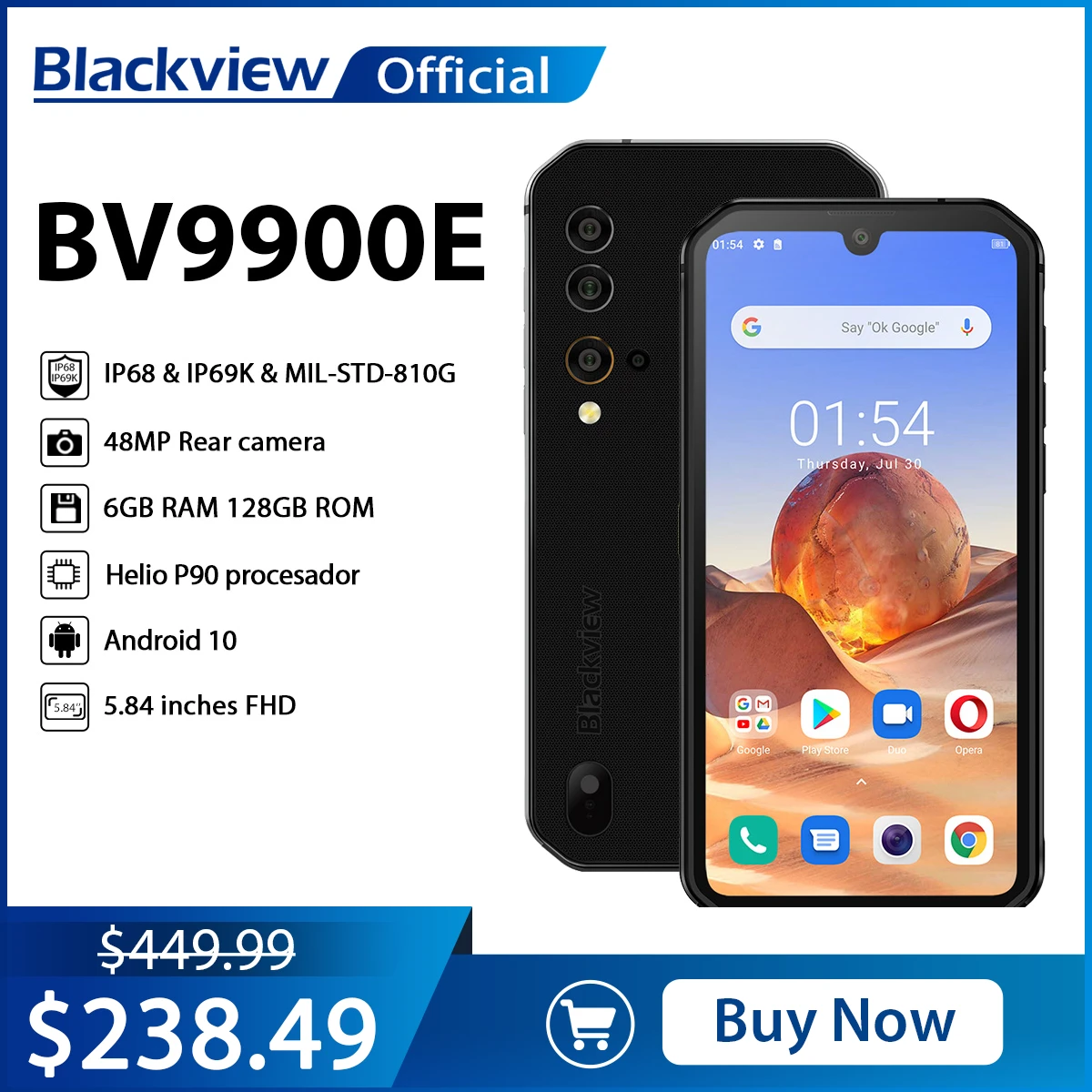 Blackview BV9900E Helio P90 Rugged Smartphone 6GB+128GB IP68 Waterproof 4380mAh 48MP Camera NFC Android 10 Mobile Phone