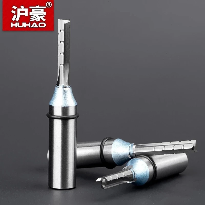 HUHAO 3 Flutes 1/2 Shank TCT Straight Milling Cutter MDF Plywood Chipboard Wood Carving Trimming Slotting Router Bit Endmill