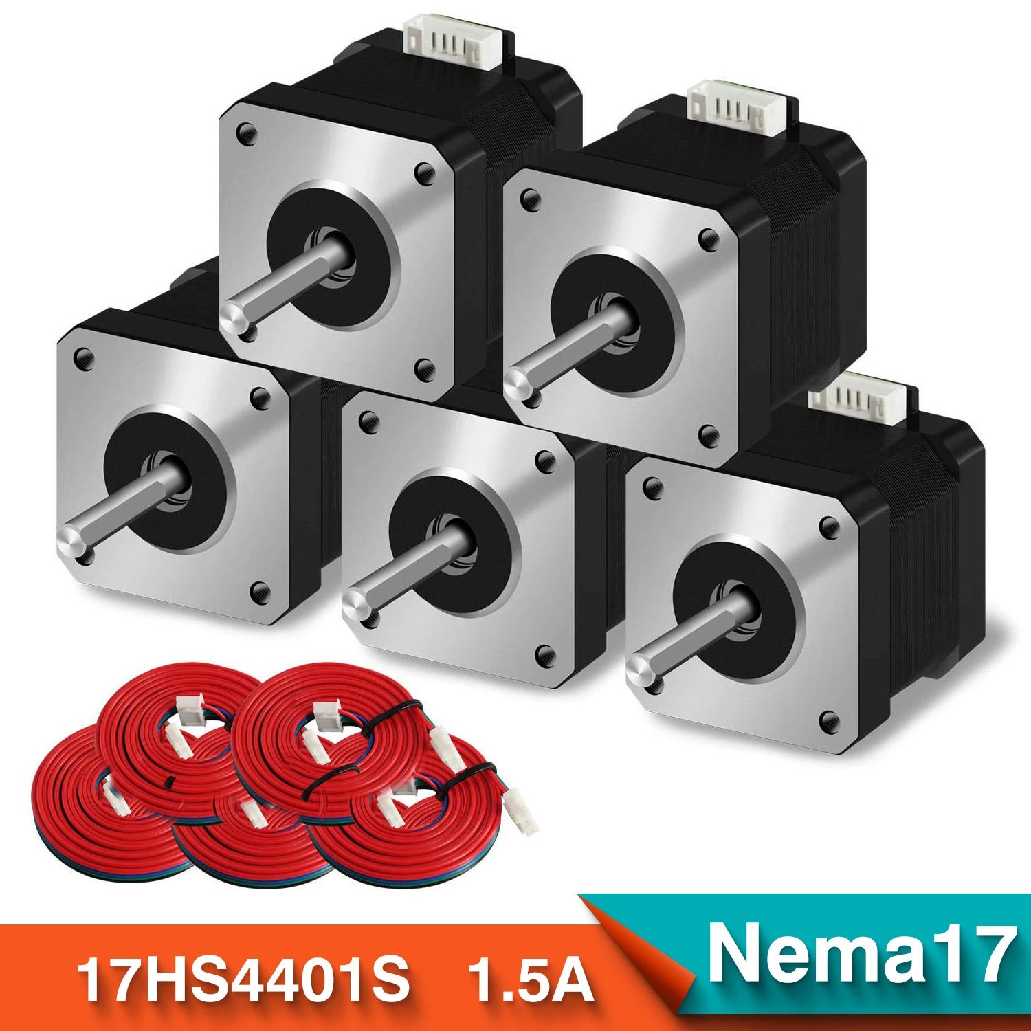 Nema17 Stepper Motor 5pcs/lot (17HS4401S) 17HS4401 V5 V6 4-lead 42 motor Nema 17 motor 42BYGH 1.5A motor+line for CNC XYZ