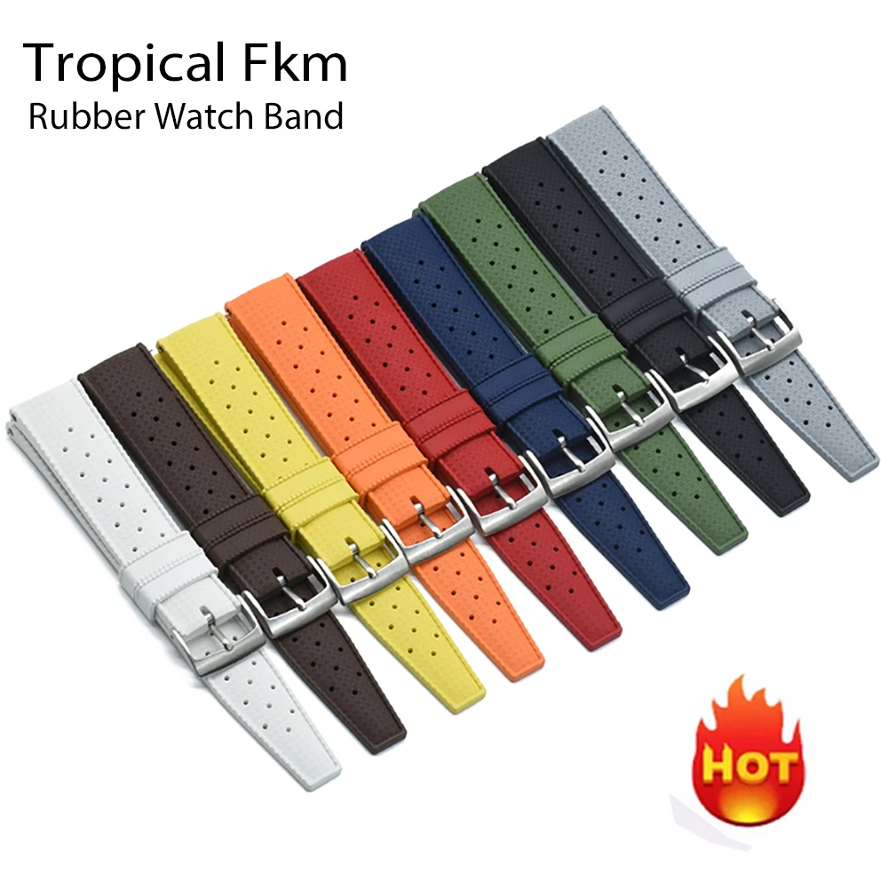 Premium-Grade Tropic Rubber Watch Strap 20mm 22mm For s-eiko SRP777J1 New Watch Band Diving Waterproof Bracelet Black Color
