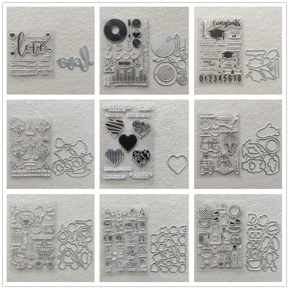 (29 Styles) 2021 Love Letters Clear Stamps and Metal Cutting Dies DIY Scrapbooking Embossing Album Seal Template Punch Stencils