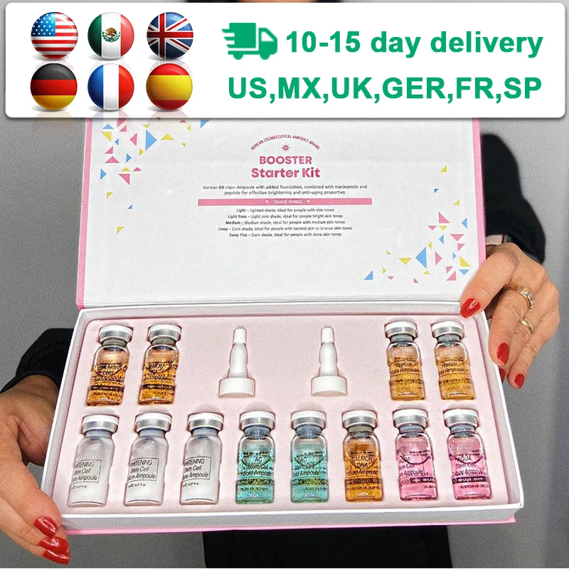 12 vials Korean Cosmetic Dermawhite BB Cream Glow Beginner Starter Kit Stayve Liquid Foundation For Skin Whitening Brightening
