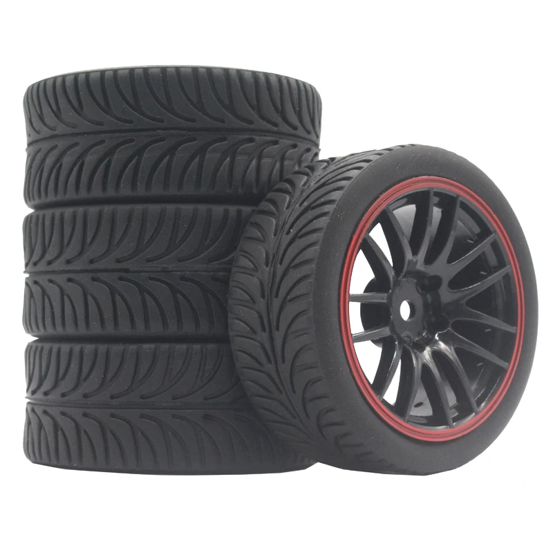 New 4PCS Rubber RC Racing Tires Car On Road Wheel Rim Fit For HSP HPI 9068 ALL 1/10 HSP 94123/94122/94103/D4/D3