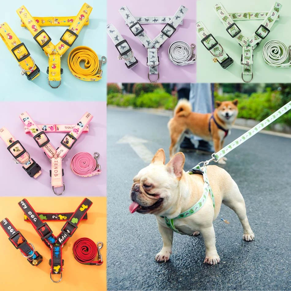 Dog Harness Vest Leash Breathable Mesh Pet Produts Adjustbale Night Walking Leash Dog Collar for small Medium Large Dogs